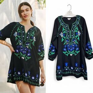 Anthropologie Roller Rabbit Lavandou Grace Dress Sz M Boho Vacation Cottage